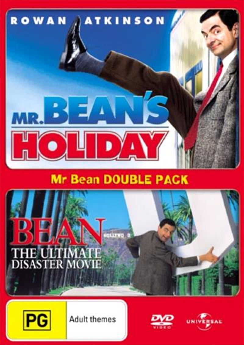 Mr. Bean's Holiday DVD cover featuring Mr. Bean in a comedic pose with iconic French landmarks in the background.